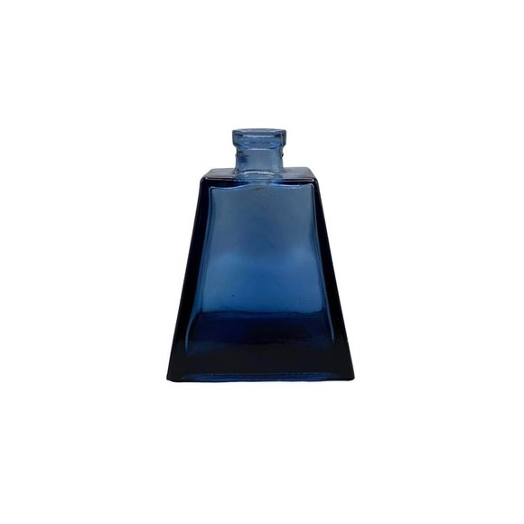 Vintage Trapezium Deep Cobalt Blue Glass Bottle Heavy Apothecary Serving Decante - Picture 5 of 7